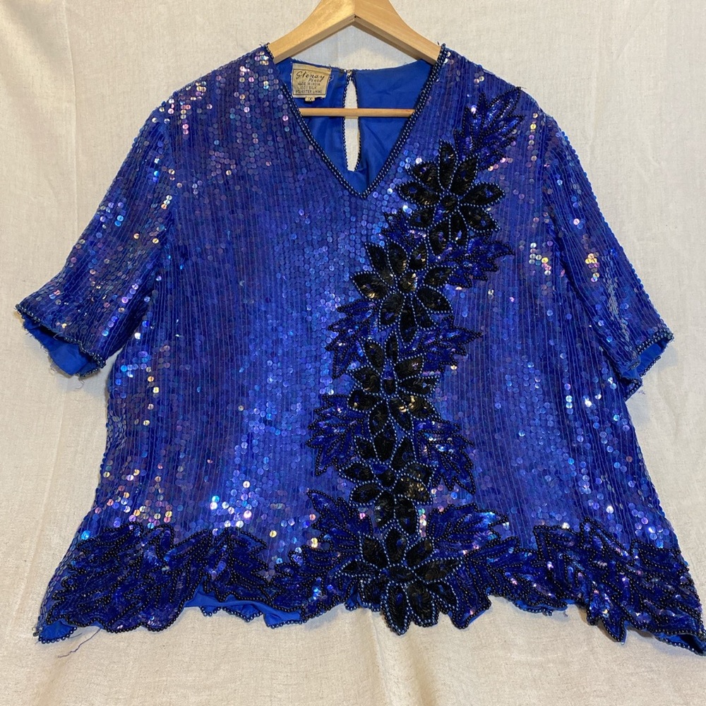 80’s Blue Sequin Party Shirt